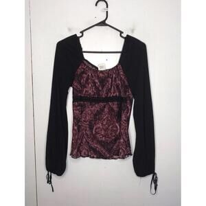 Daytrip Top Womens Medium Long Sleeve Baby Doll Empire Waist WhimsiGoth Vamp Y2k